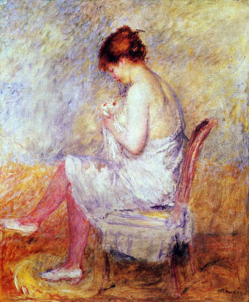 Pierre Auguste Renoir Woman in a Chemise - Hand Painted Oil Painting