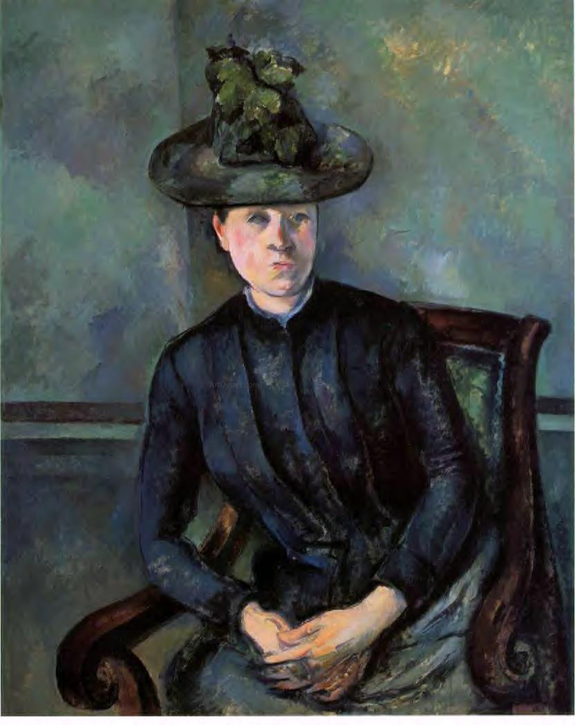 Paul Cezanne Woman in a Green Hat (also known as Madame Cezanne) - Hand Painted Oil Painting