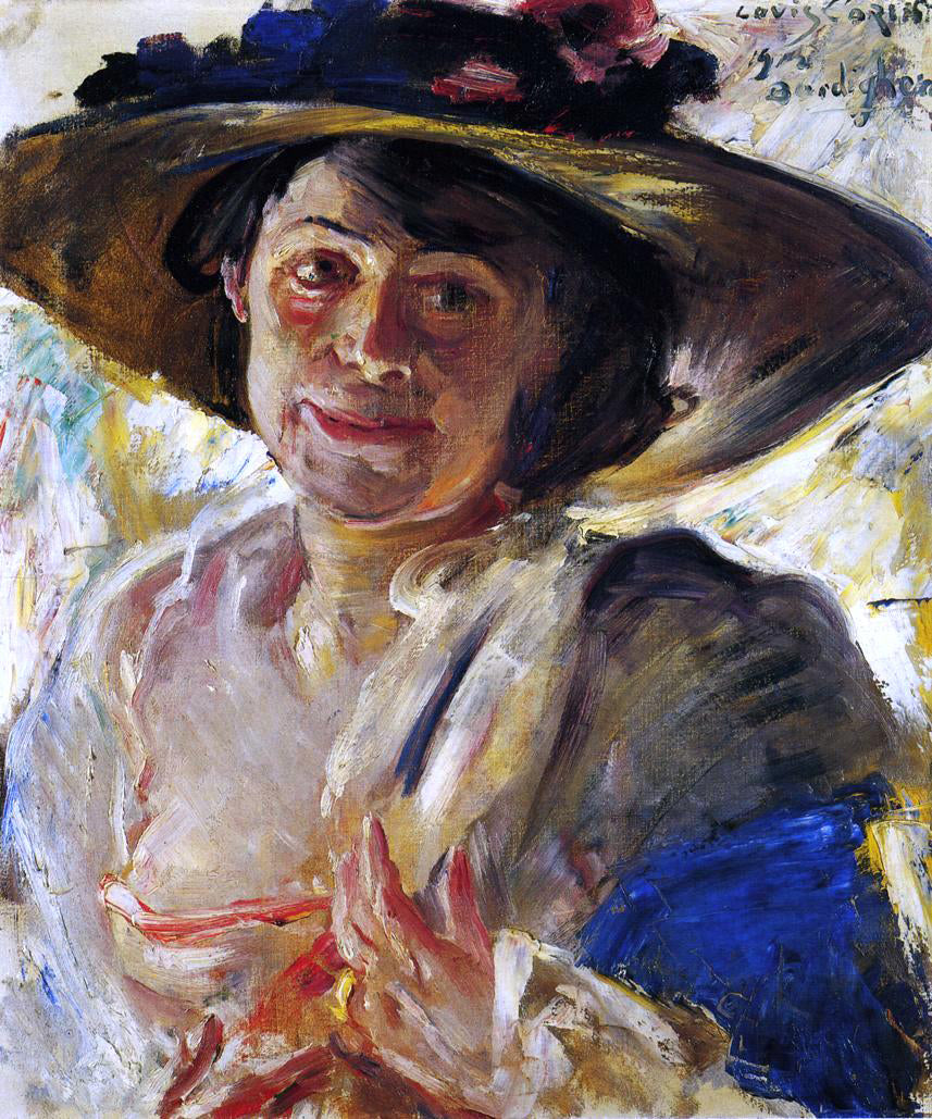 Lovis Corinth Woman in a Hat with Roses - Hand Painted Oil Painting