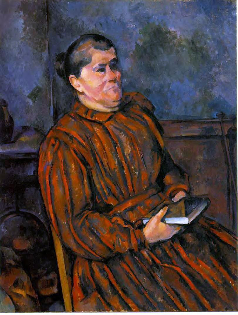 Paul Cezanne Woman in a Red Striped Dress - Hand Painted Oil Painting