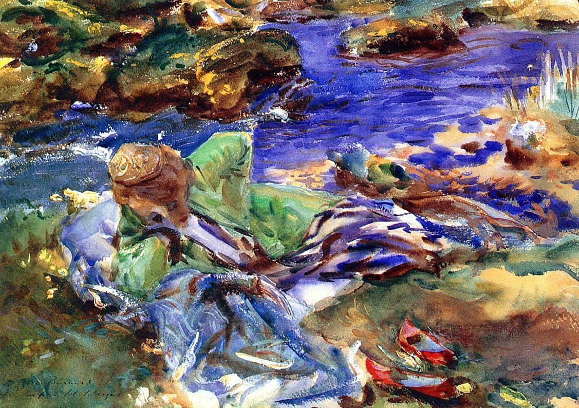 John Singer Sargent Woman in a Turkish Costume (also known as A Turkish Woman by a Stream) - Hand Painted Oil Painting