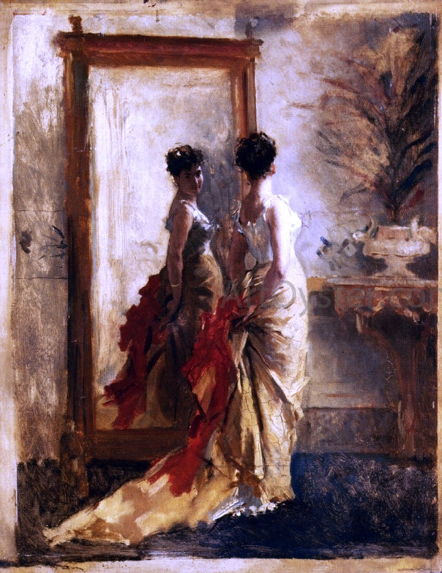  Mose Bianchi Woman in Front of a Mirror - Hand Painted Oil Painting