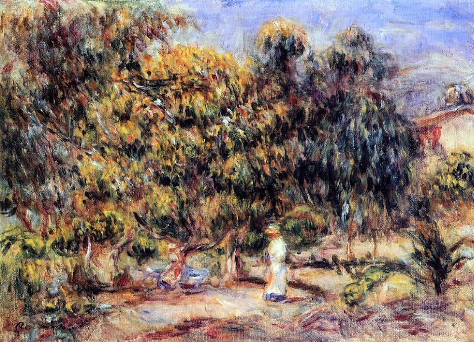 Pierre Auguste Renoir Woman in White in the Garden at Colettes - Hand Painted Oil Painting