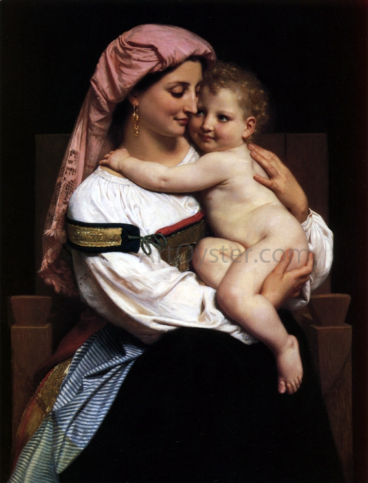 William Adolphe Bouguereau Woman of Cervara and Her Child - Hand Painted Oil Painting