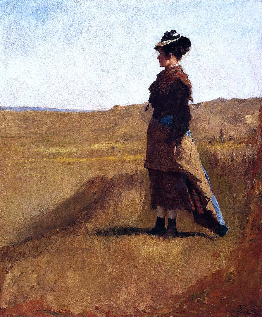Eastman Johnson Woman on a Hill - Hand Painted Oil Painting