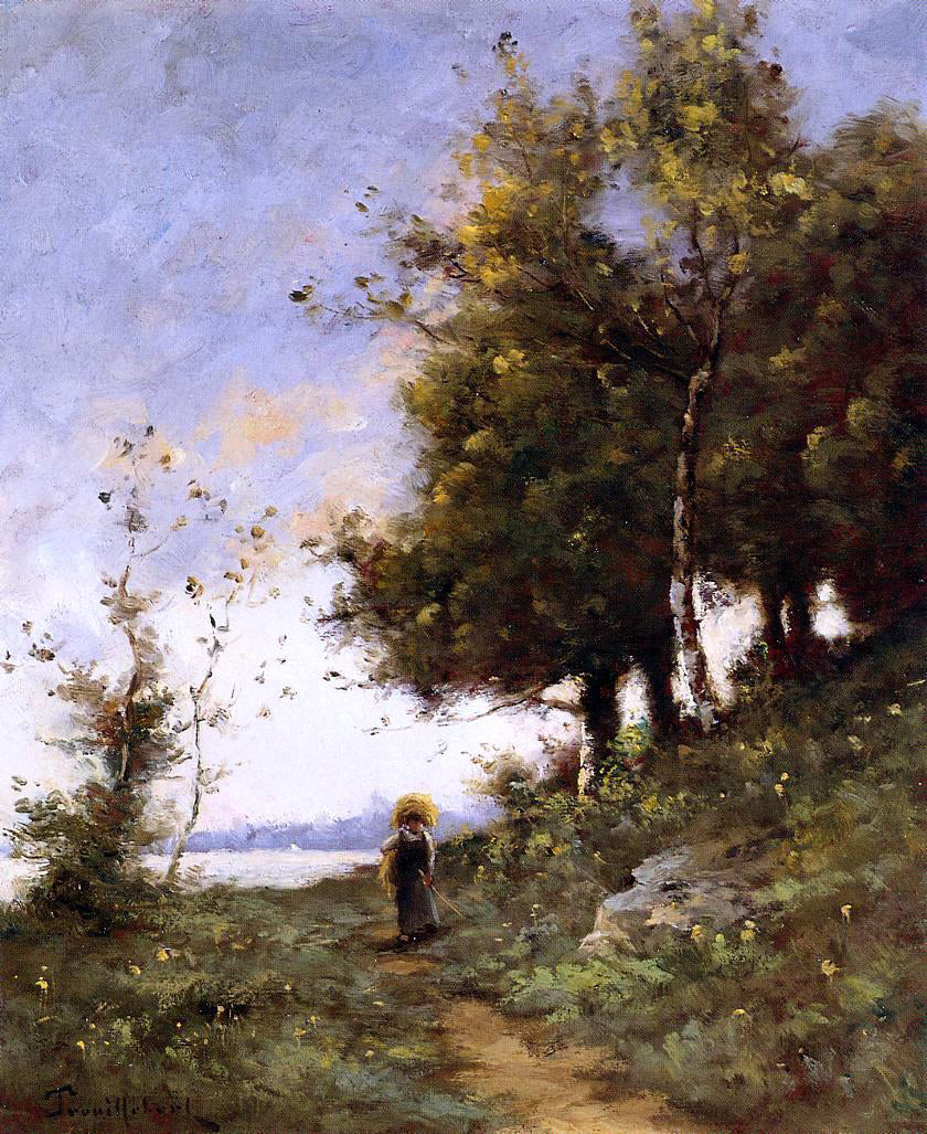 Paul Desire Trouillebert Woman on a Path - Hand Painted Oil Painting
