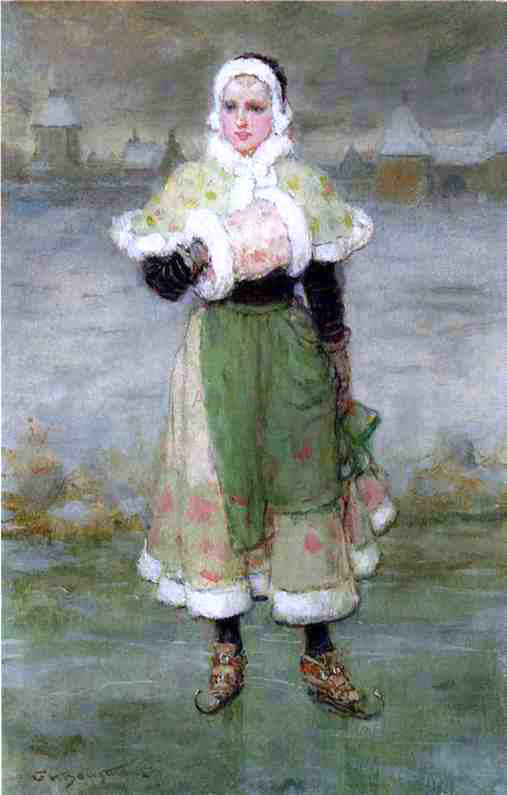  George Henry Boughton Woman on Skates - Hand Painted Oil Painting