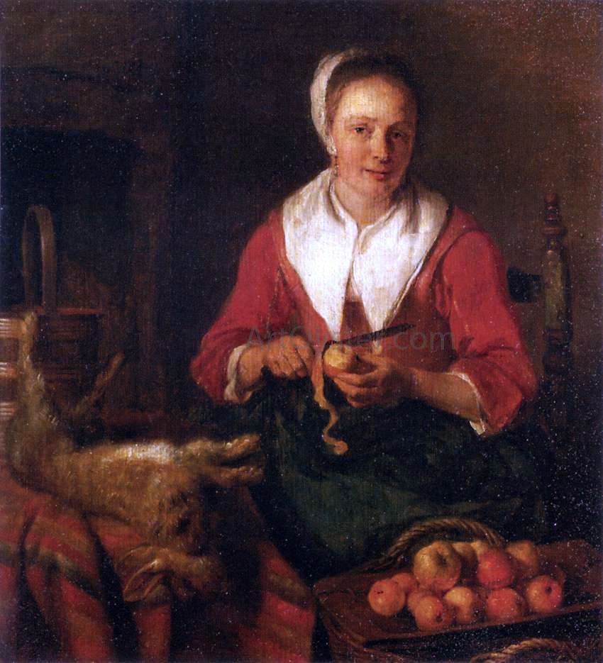 Gabriel Metsu Woman Peeling an Apple - Hand Painted Oil Painting
