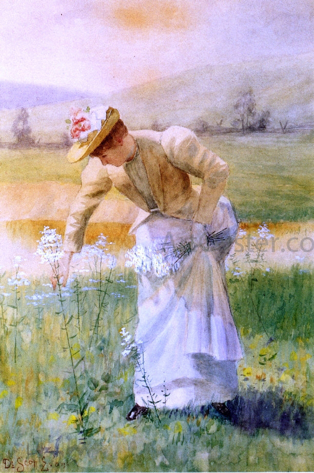  De Scott Evans Woman Picking Flowers - Hand Painted Oil Painting