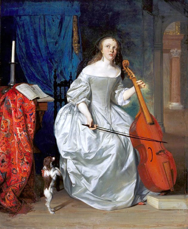 Gabriel Metsu Woman Playing the Viola da Gamba - Hand Painted Oil Painting
