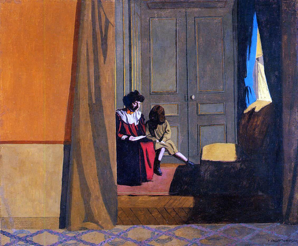 Felix Vallotton Woman Reading to a Little Girl - Hand Painted Oil Painting