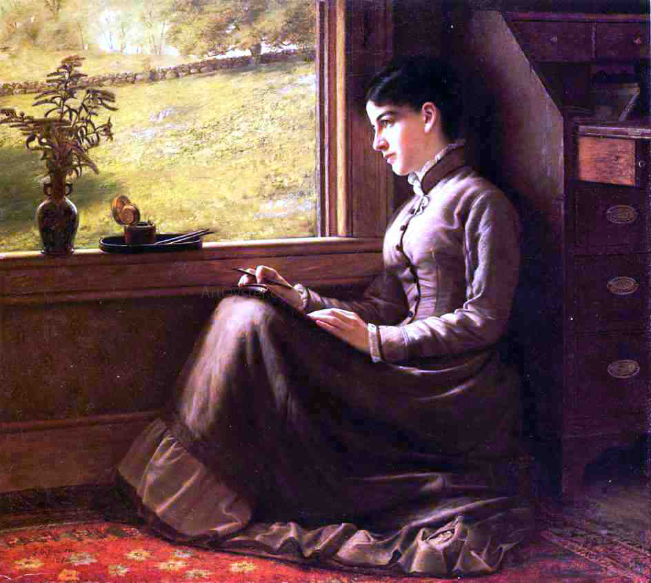 John George Brown Woman Seated at Window - Hand Painted Oil Painting