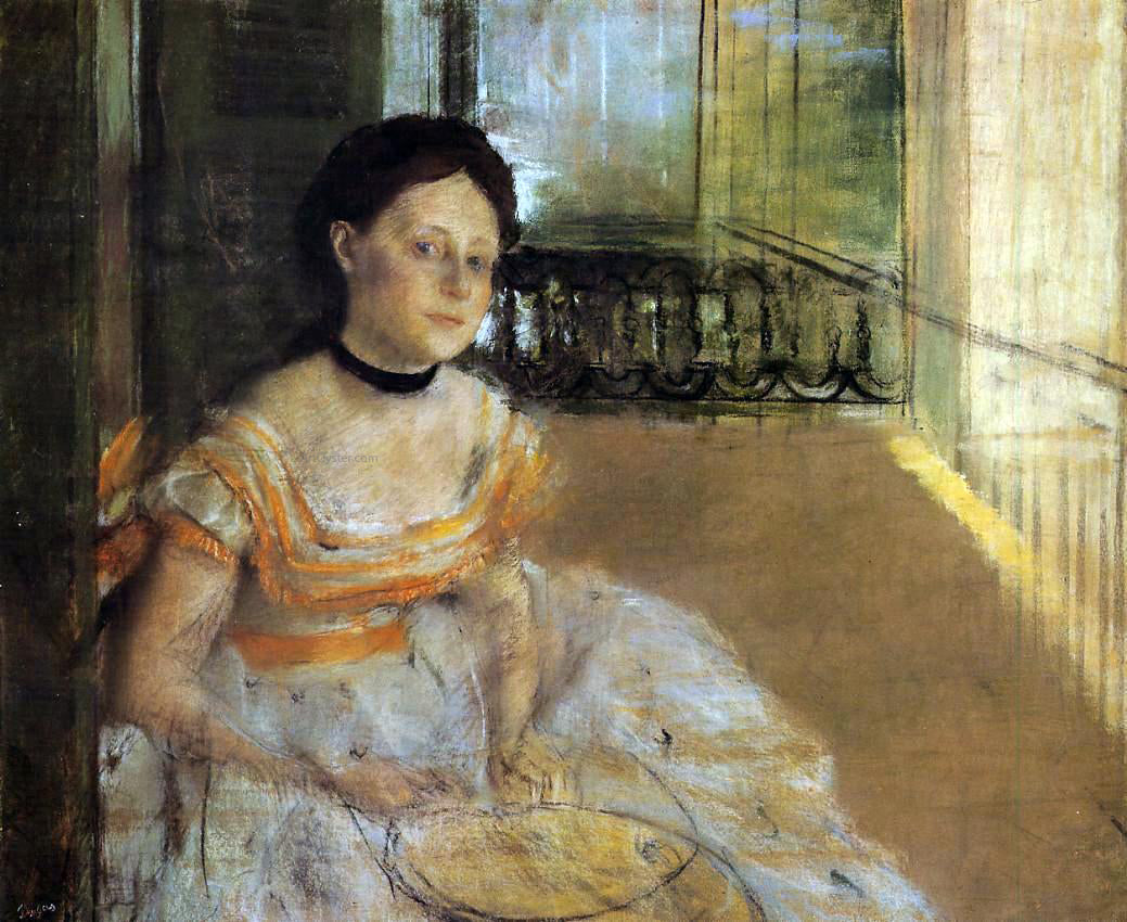  Edgar Degas Woman Seated on a Balcony - Hand Painted Oil Painting
