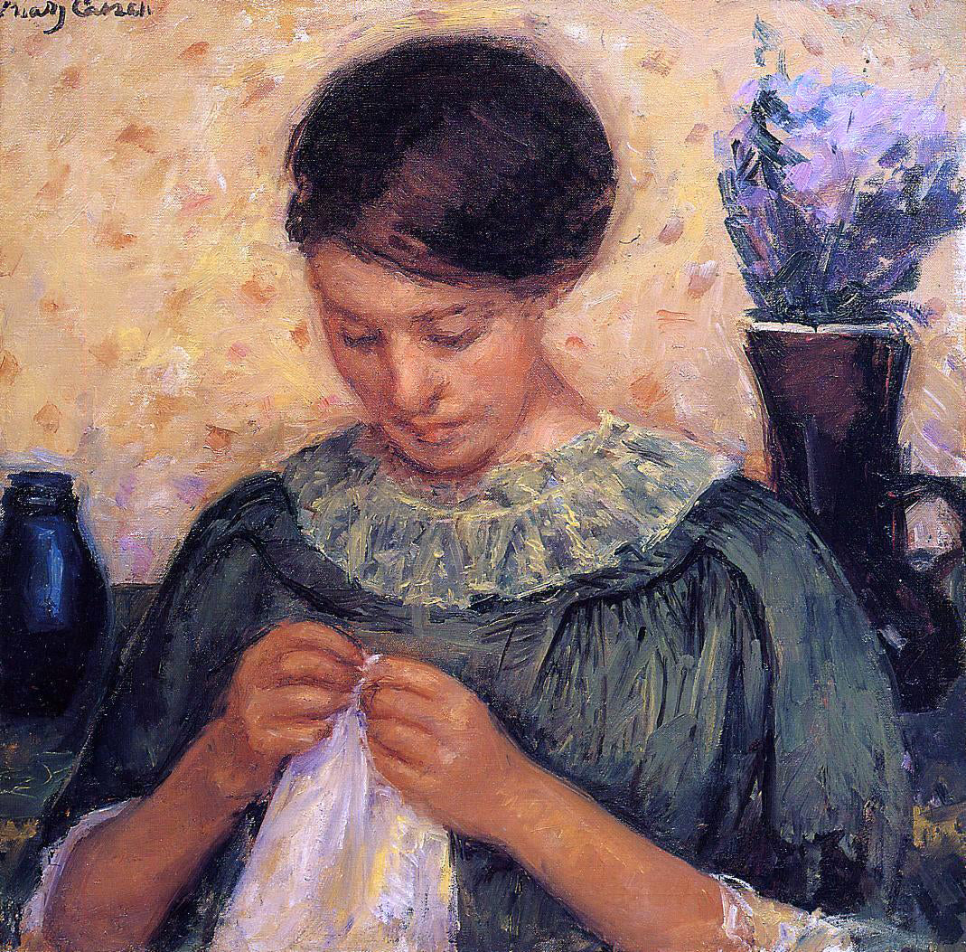 Mary Cassatt Woman Sewing - Hand Painted Oil Painting