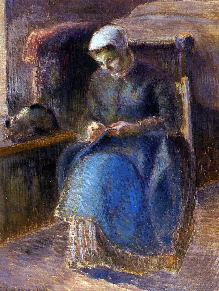 Camille Pissarro Woman Sewing - Hand Painted Oil Painting