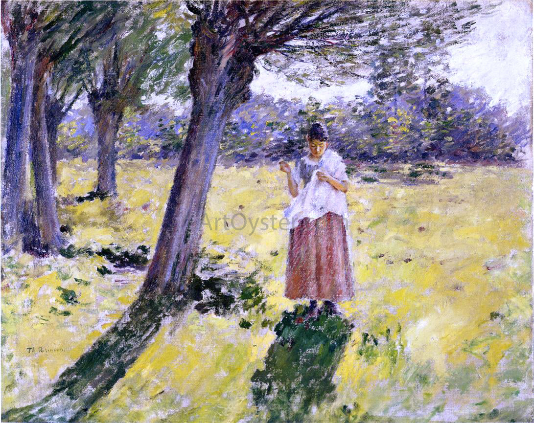 Theodore Robinson Woman Sewing, Giveny - Hand Painted Oil Painting