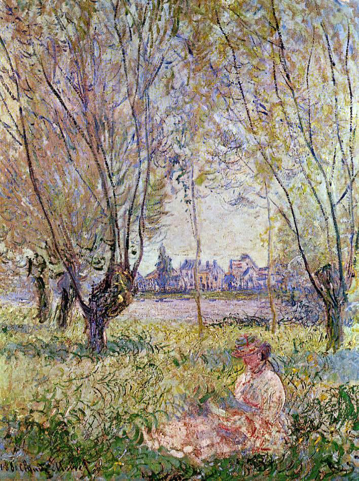 Claude Oscar Monet Woman Sitting Under the Willows - Hand Painted Oil Painting