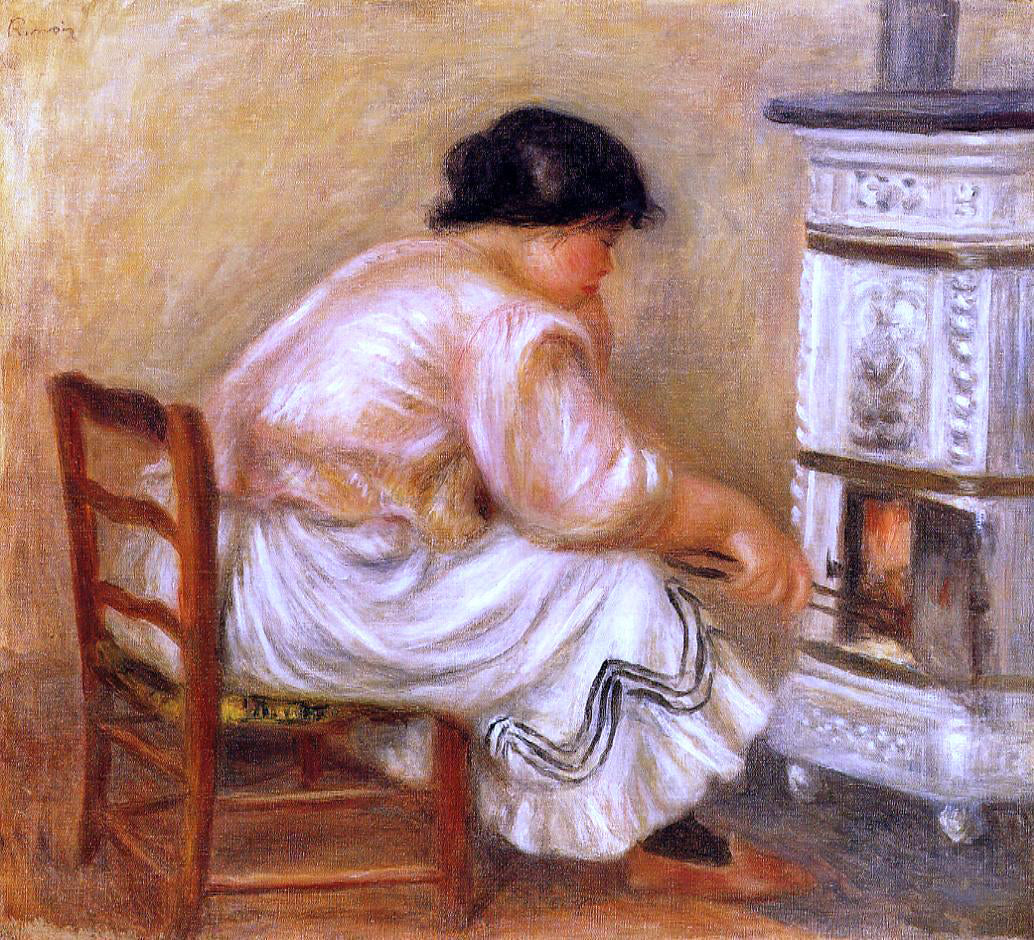 Pierre Auguste Renoir Woman Stoking a Stove - Hand Painted Oil Painting