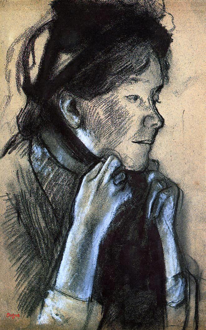 Edgar Degas Woman Tying the Ribbons of Her Hat - Hand Painted Oil Painting