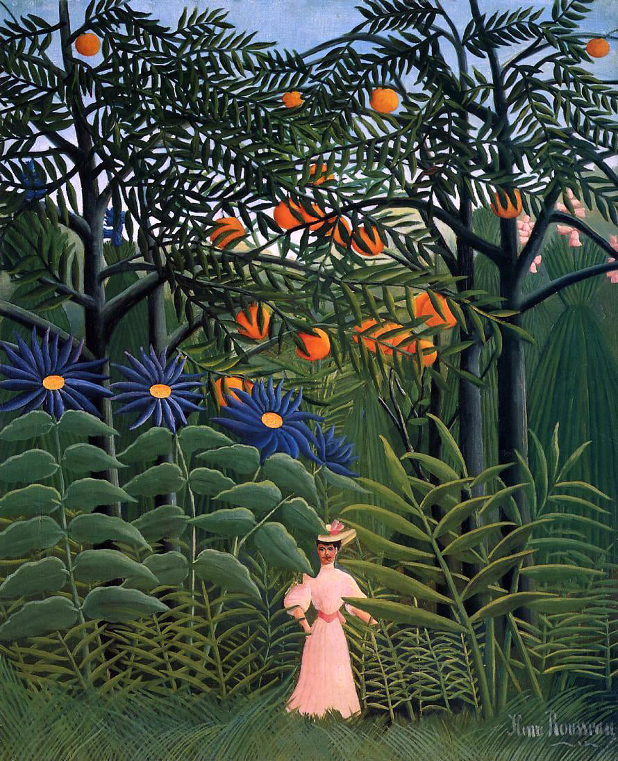 Henri Rousseau Woman Walking in an Exotic Forest - Hand Painted Oil Painting