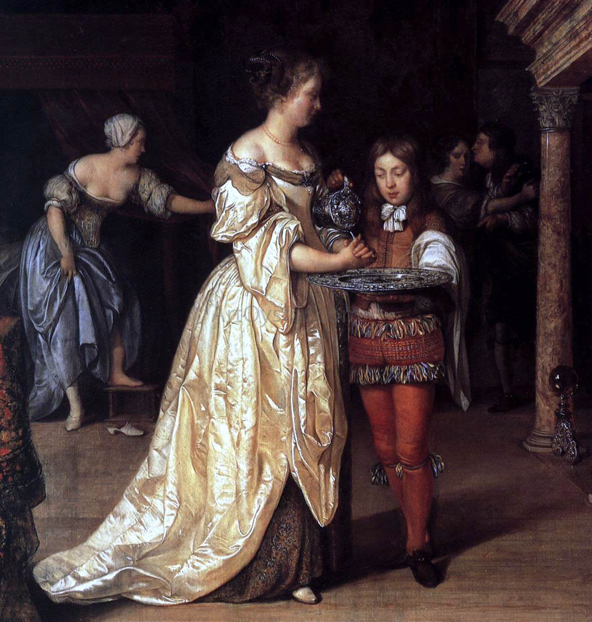 Eglon Van der Neer Woman Washing Her Hands (detail) - Hand Painted Oil Painting