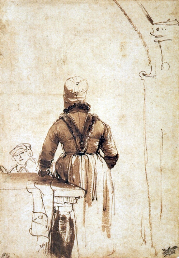  Rembrandt Van Rijn Woman Wearing a Costume of Northern Holland, Seen from her Back - Hand Painted Oil Painting