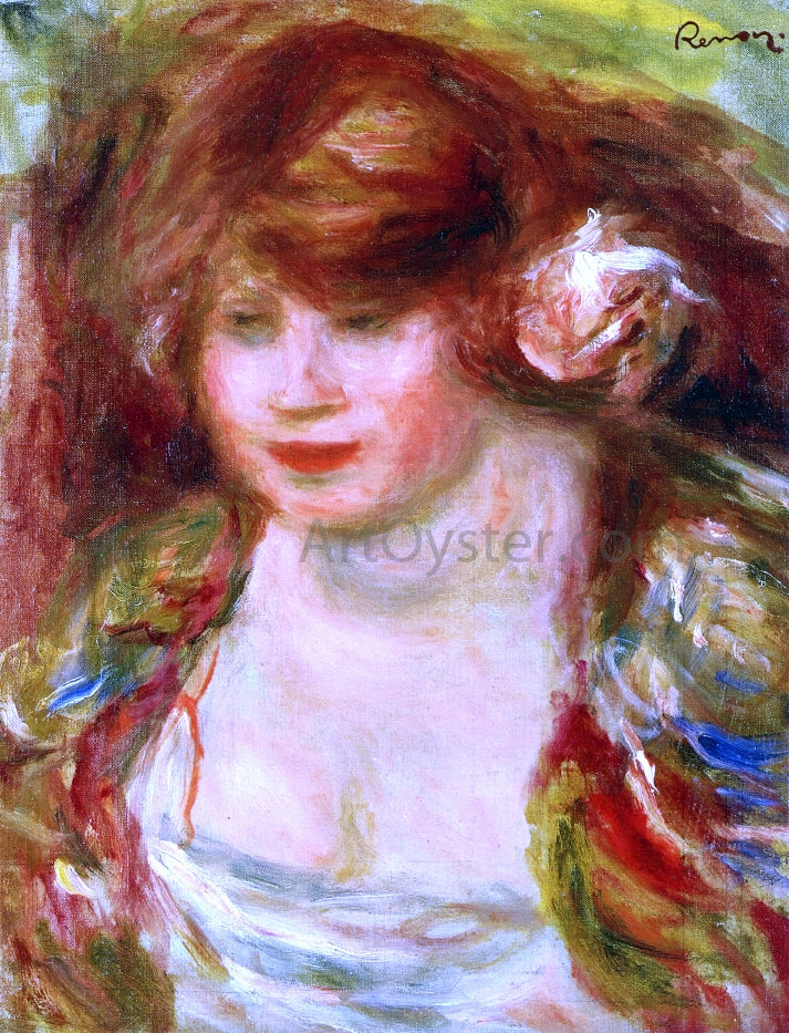Pierre Auguste Renoir Woman Wearing a Rose - Andree - Hand Painted Oil Painting