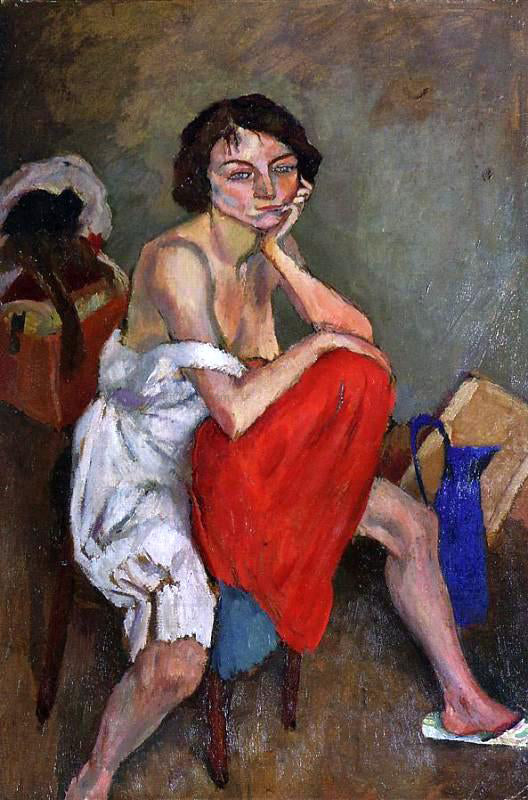 Jules Pascin Woman Wearing White Pantaloons - Hand Painted Oil Painting