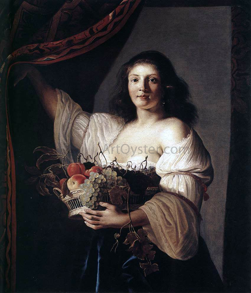 Christiaen Van Couwenbergh Woman with a Basket of Fruit - Hand Painted Oil Painting