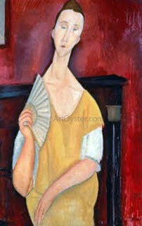 Amedeo Modigliani Woman with a Fan - Hand Painted Oil Painting