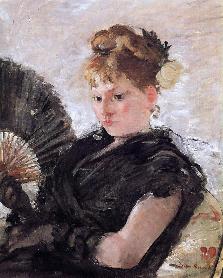 Berthe Morisot Woman with a Fan (also known as Head of a Girl) - Hand Painted Oil Painting