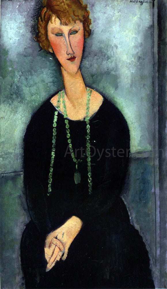 Amedeo Modigliani Woman with a Green Necklace (also known as Madame Menier) - Hand Painted Oil Painting