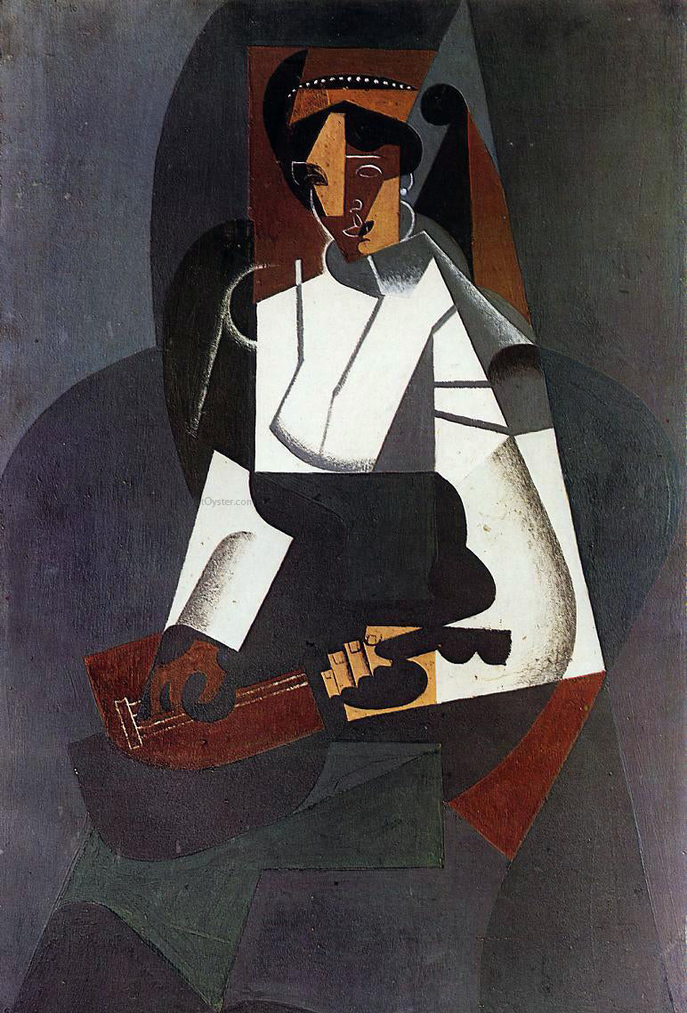 Juan Gris Woman with a Mandolin (after Corot) - Hand Painted Oil Painting