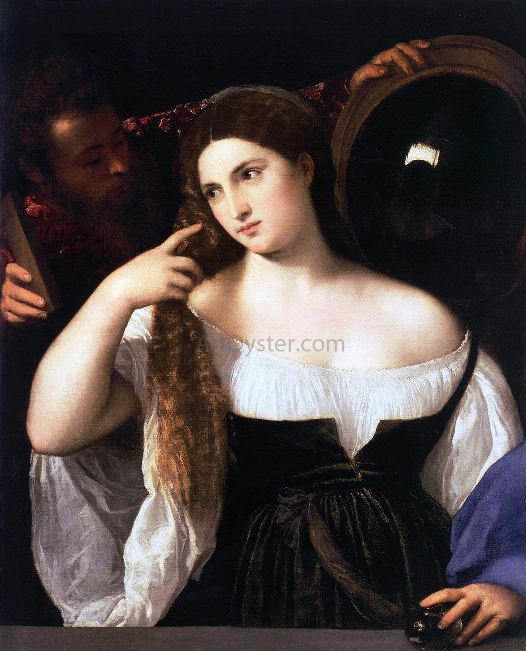 Titian Woman with a Mirror - Hand Painted Oil Painting
