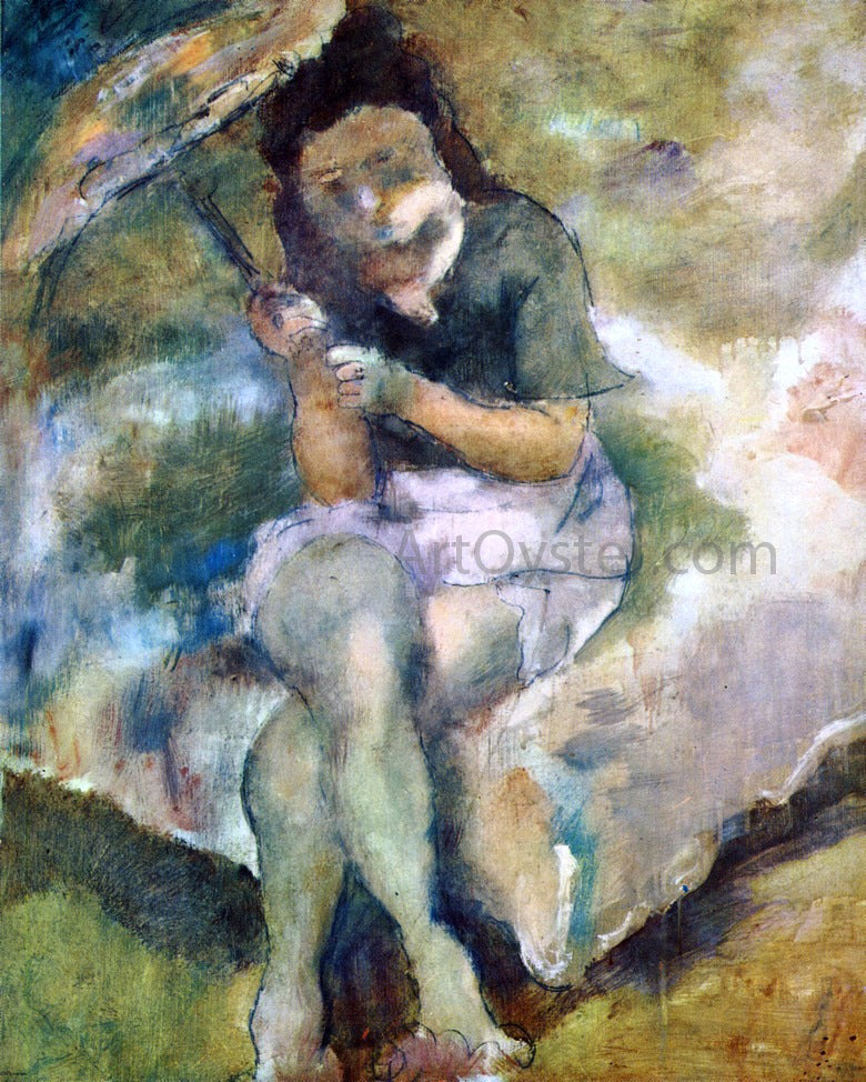 Jules Pascin Woman with a Parasol - Hand Painted Oil Painting