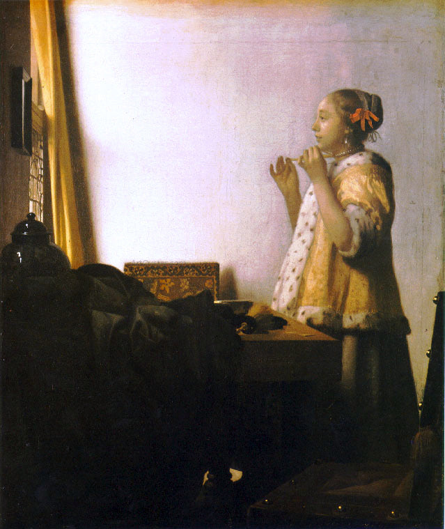 Johannes Vermeer Woman with a Pearl Necklace - Hand Painted Oil Painting