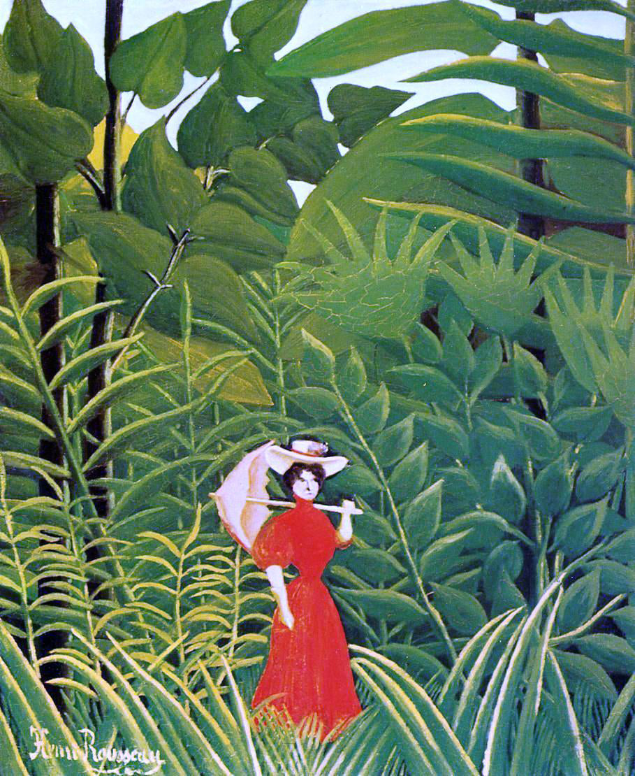  Henri Rousseau Woman with an Umbrella in an Exotic Forest - Hand Painted Oil Painting