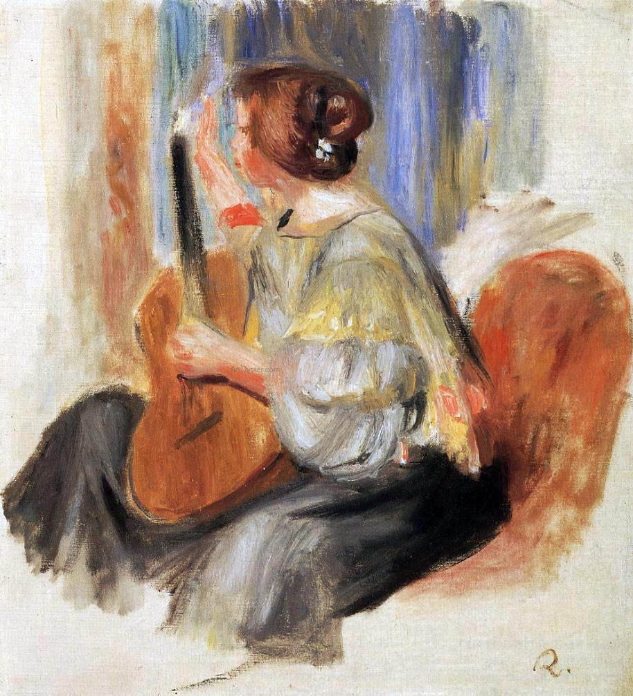 Pierre Auguste Renoir Woman with Guitar - Hand Painted Oil Painting