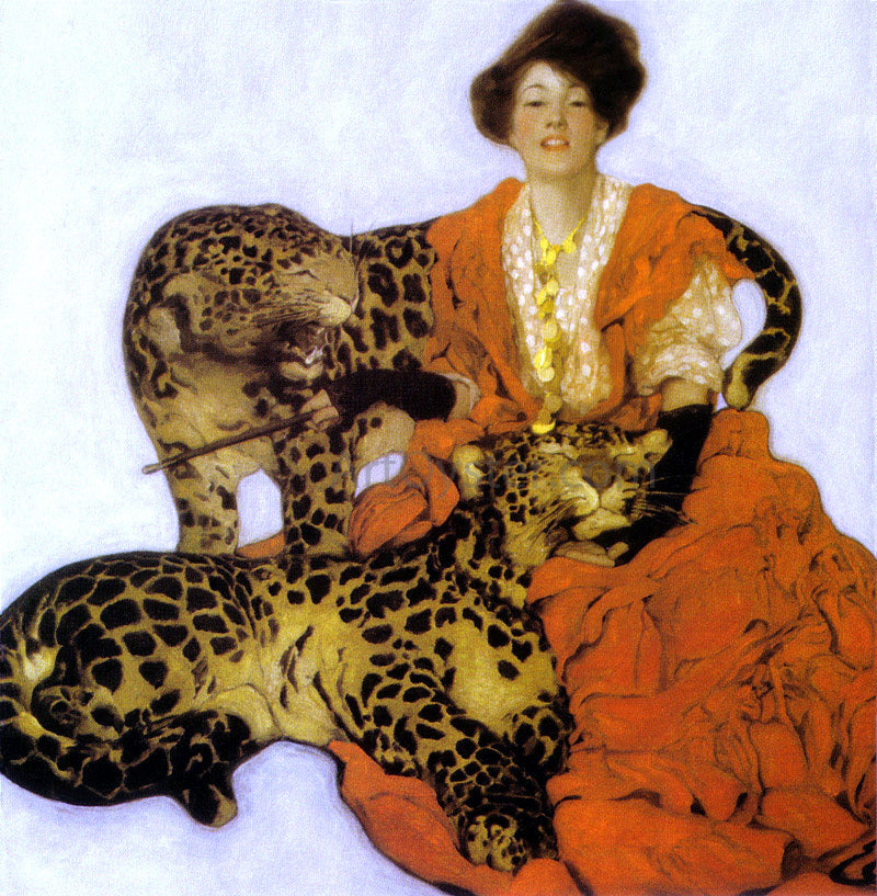  Sarah Stilwell Weber Woman with Leopards - Hand Painted Oil Painting