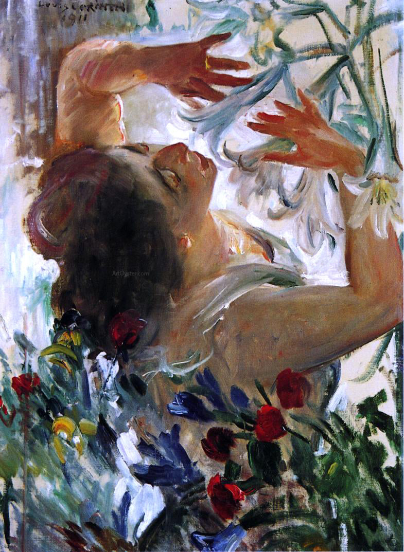 Lovis Corinth Woman with Lilies in a Greenhouse - Hand Painted Oil Painting
