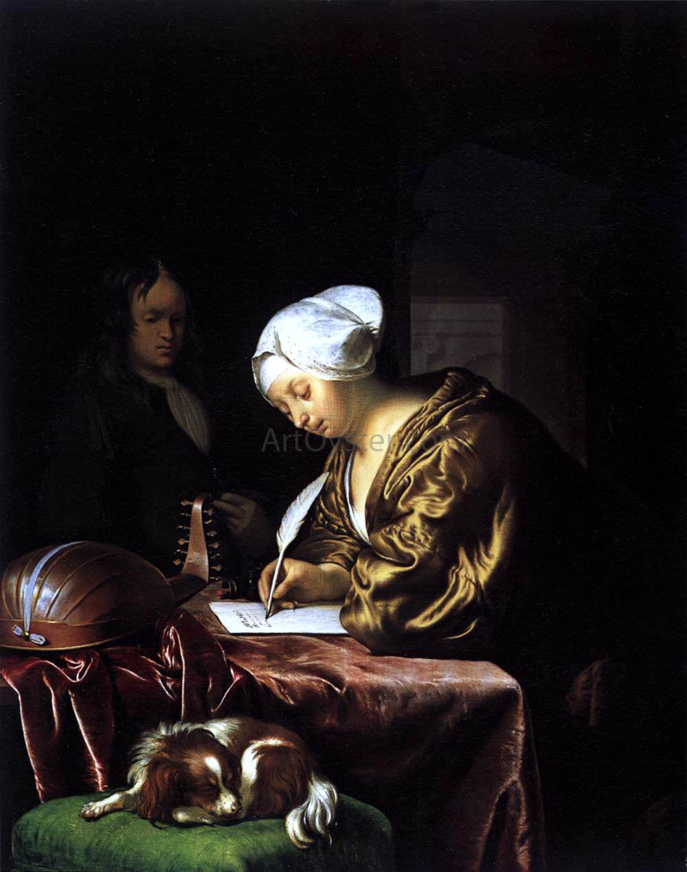 The Elder Frans Van Mieris Woman Writing a Letter - Hand Painted Oil Painting