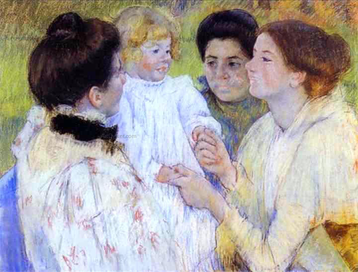 Mary Cassatt Women Admiring a Child - Hand Painted Oil Painting