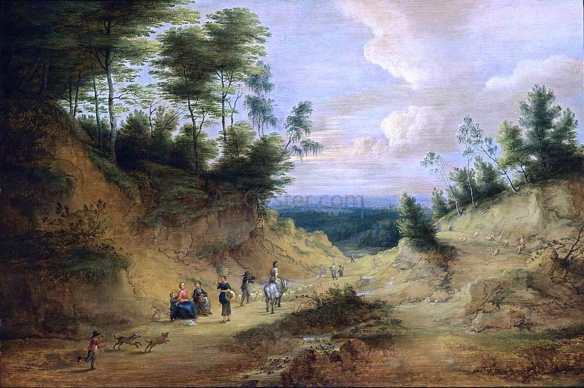 Lucas Van Uden Wooded Dune Landscape - Hand Painted Oil Painting