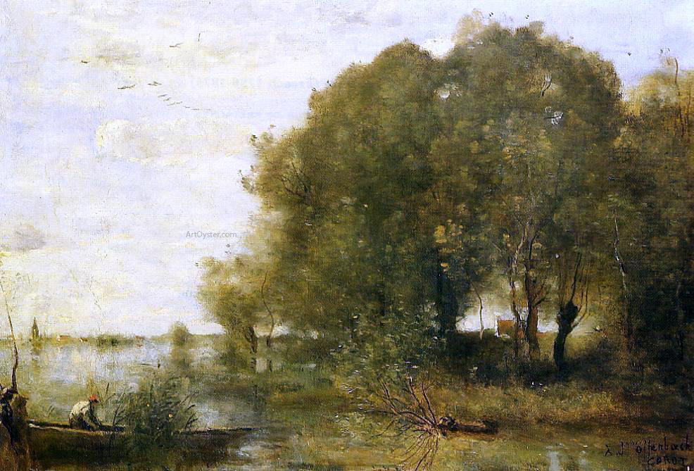 Jean-Baptiste-Camille Corot Wooded Peninsula - Hand Painted Oil Painting
