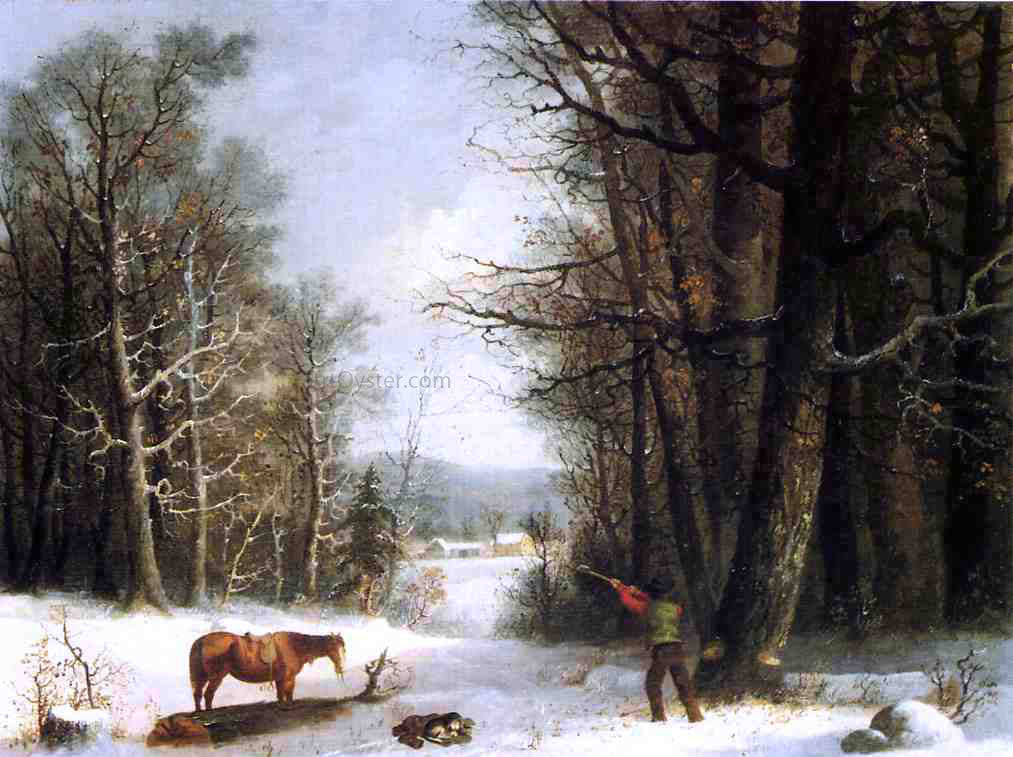  George Henry Durrie Woodsman in Winter - Hand Painted Oil Painting