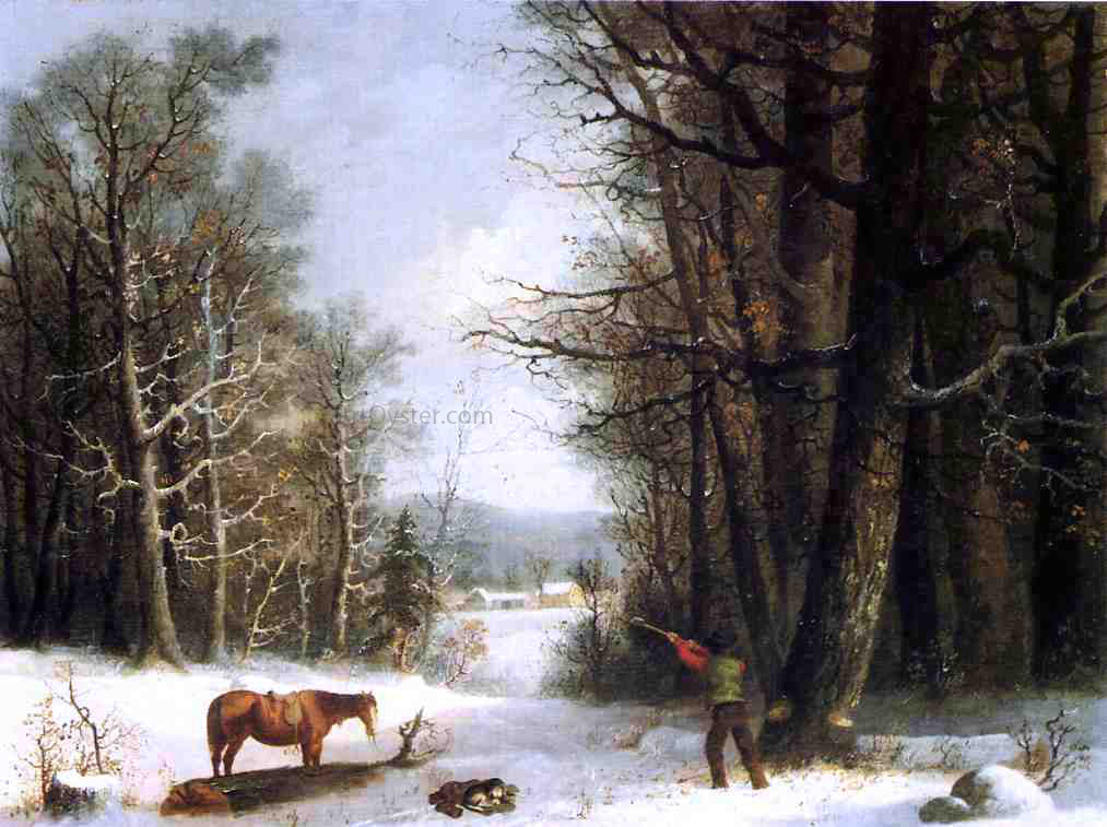 George Henry Durrie Woodsman in Winter - Hand Painted Oil Painting