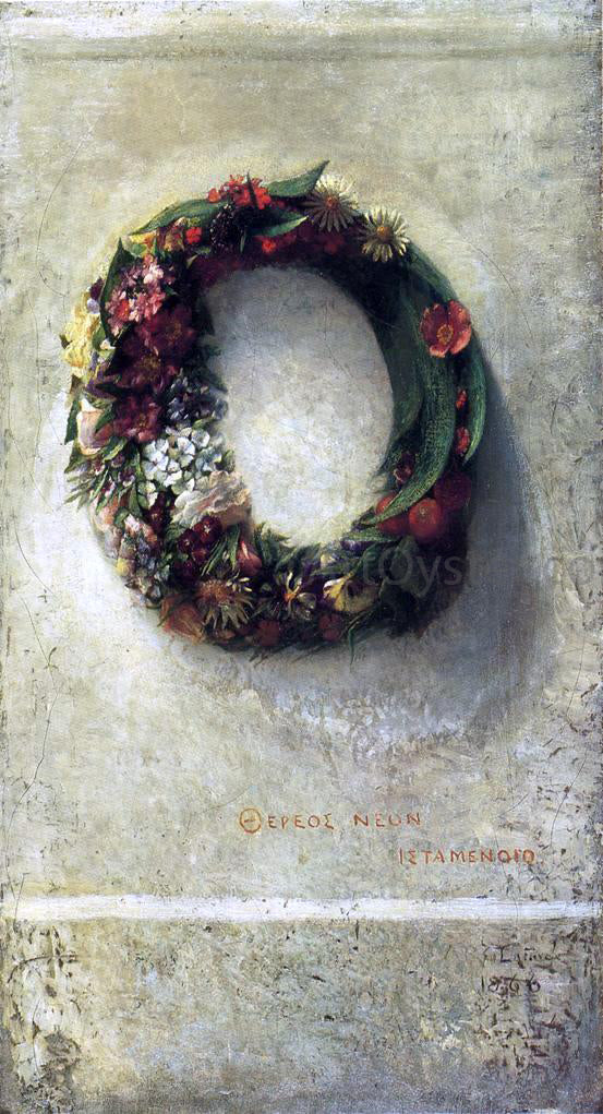 John La Farge Wreath of Flowers - Hand Painted Oil Painting