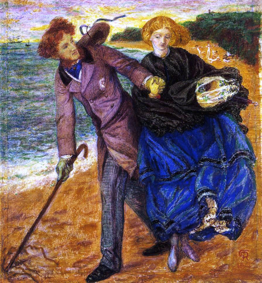 Dante Gabriel Rossetti Writing on the Sand - Hand Painted Oil Painting