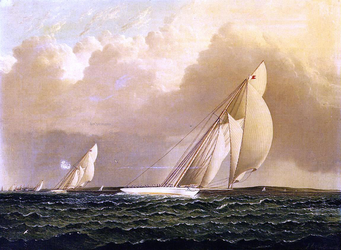 James E Buttersworth Yacht Race in New York Harbor - Hand Painted Oil Painting