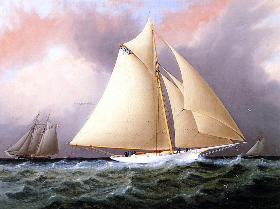  James E Buttersworth Yacht under Full Sail - Hand Painted Oil Painting